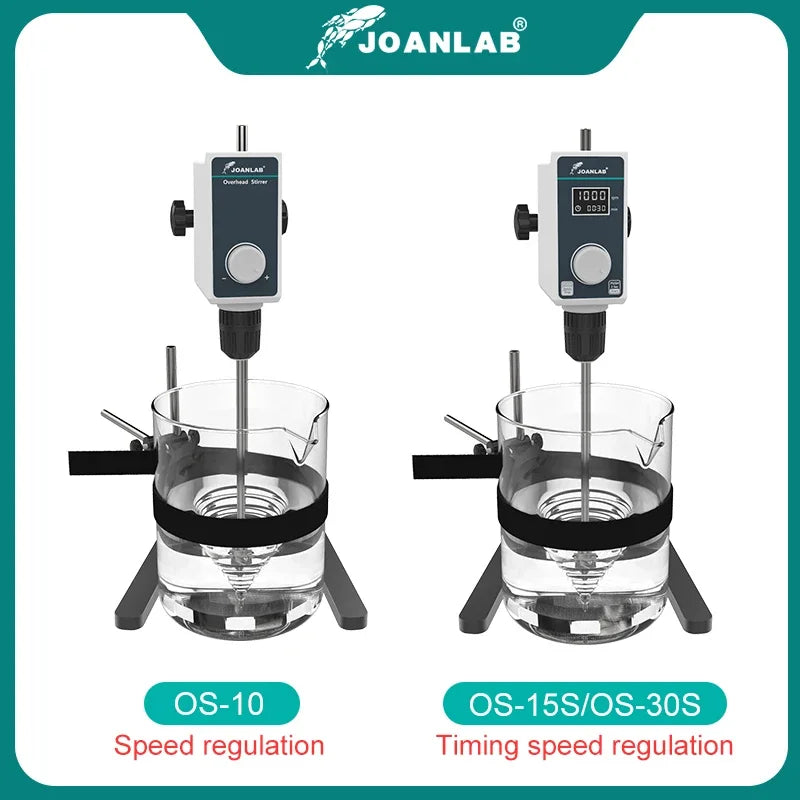 Joanlab mixer lab electric overhead stirrer adjustable with digital display black white bodies stainless steel rods