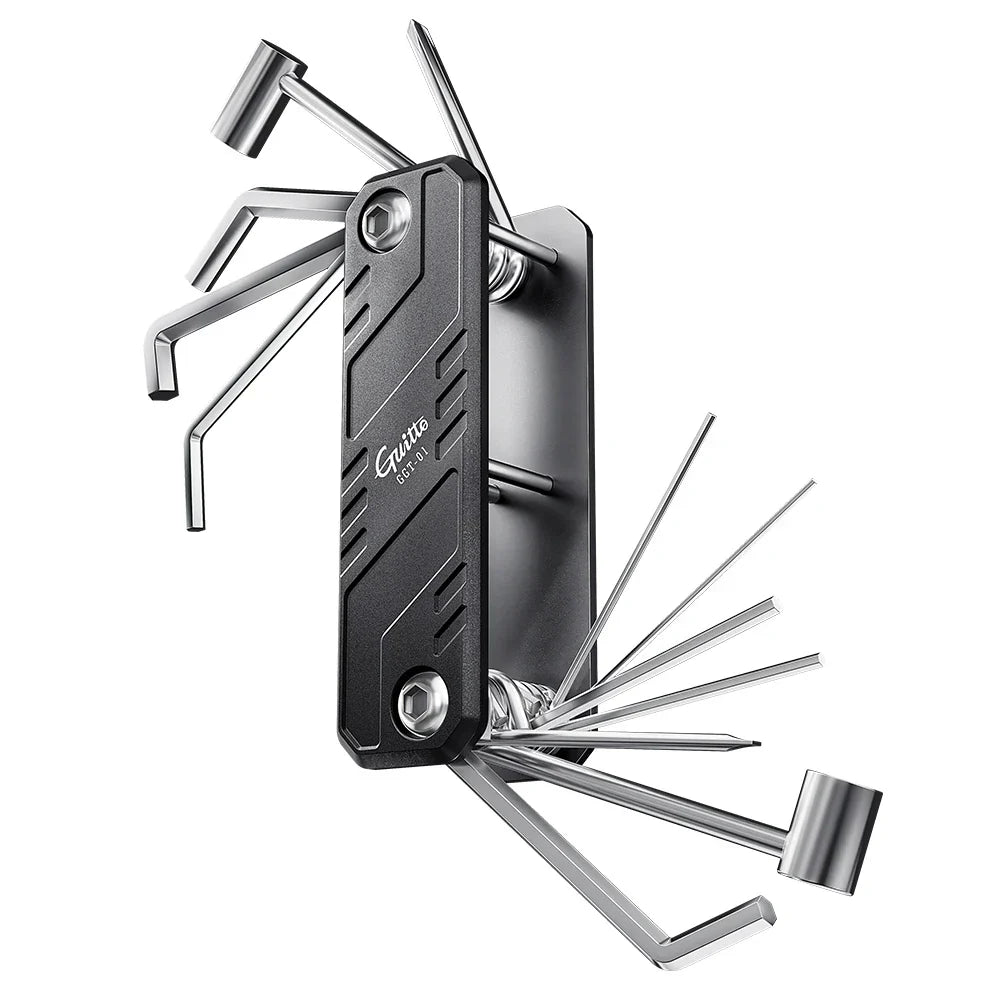 Black and silver joyo ggt-01 guitto series guitar repair multifunctional aluminum alloy tool with textured handle and allen keys
