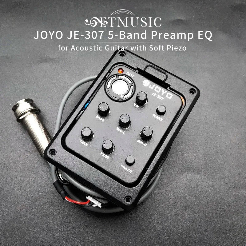 Black plastic joyo je-307 5-band preamp eq with soft piezo black pickup for acoustic guitar type beat music use