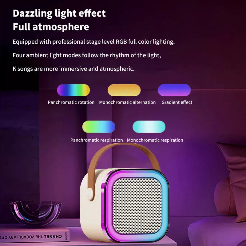 K12 karaoke machine portable beige speaker with rgb lights audio for audio home ktv and ktv kid gifts