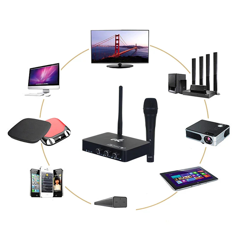 Black wireless microphone with textured grip for mini karaoke echo system in k2 android tv box pc home mixer set