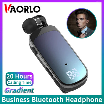 Vaorlo k65 lavalier business bluetooth headset with sleek black and blue metallic finish noice cancelling wireless and led digital display