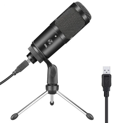 Black usb condenser microphone k669 record rgb with mesh grille and volume control knob for studio recording vocals