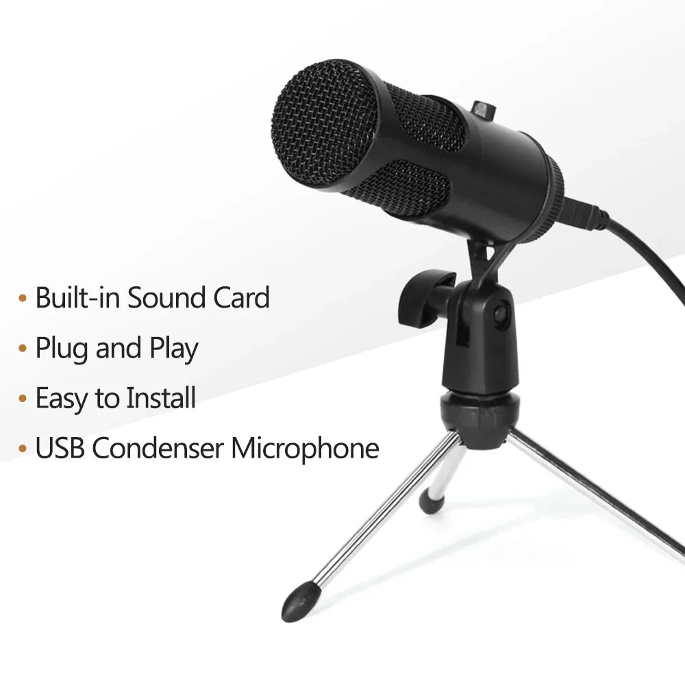 Black usb condenser k669 record rgb microphone with mesh grille and adjustable stand for cardioid game studio recording vocals