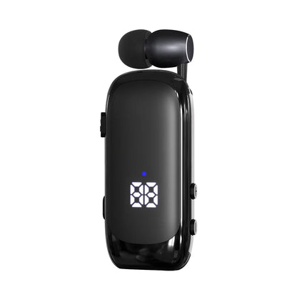 Black K88 lavalier business bluetooth 5.4 cancelling wireless earphones with sleek finish and hours led digital display case