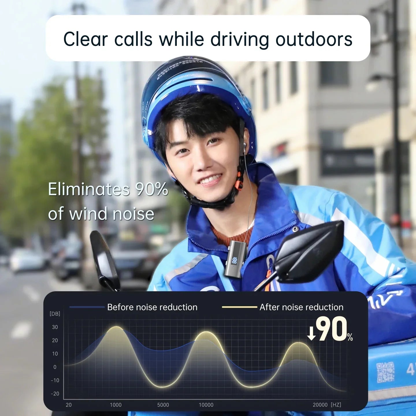 Blue and black motorcycle helmet with integrated speaker system for clear outdoor calls featuring 50h vibration reminder and mic wireless earphone
