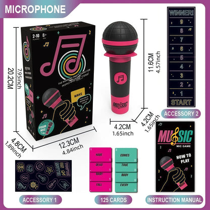 Pink and black foam karaok style microphone game set with textured spherical head perfect for family fun no singing required