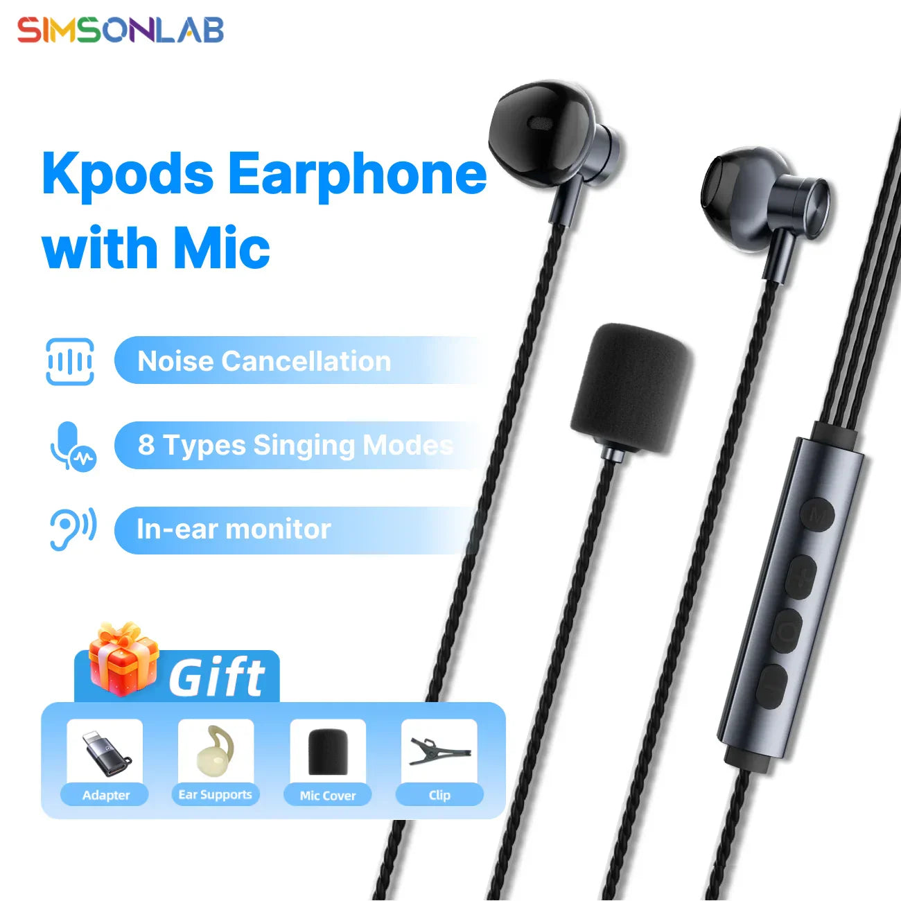 Black in-ear headphones with matte finish and inline control featuring three buttons for microphone multi modes and real-time ear monitoring