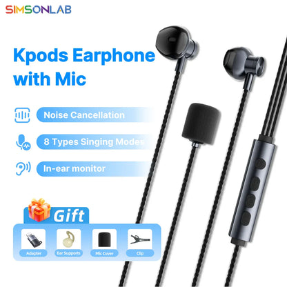 Black in-ear headphones with matte finish and inline control featuring three buttons for microphone multi modes and real-time ear monitoring