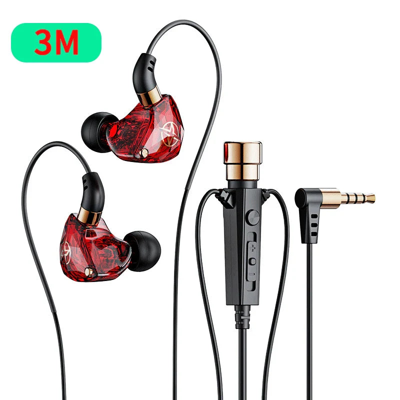Red translucent karaoke hifi wired headphones with mic singing living feature bass noice cancelling and 3.5mm jack