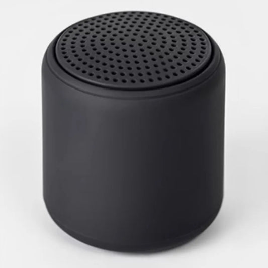 Black cylindrical karaoke mini bluetooth speaker with perforated top grille rechargeable music wireless for home party