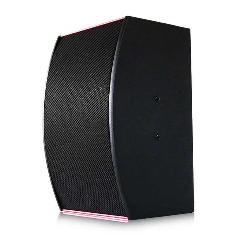 Black karaoke speaker 10inch with textured grille and pink accent trim in a 10inch speaker box for disco use