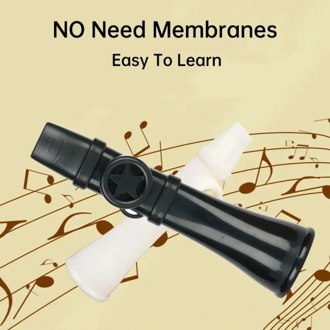 Black plastic kids professional kazoo with star-shaped hole and white membrane for guitar ukulele violin musical lovers