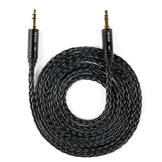 Black braided kbear aux08 plus headset aux cable with gold-plated 3.5mm connectors for 4mm earphones headphones