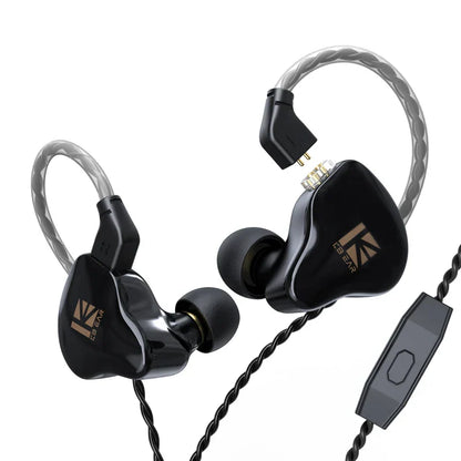 Black kbear ks1 dual magnetic circuit iems gaming wired in-ear headphones with glossy finish and braided silver cable