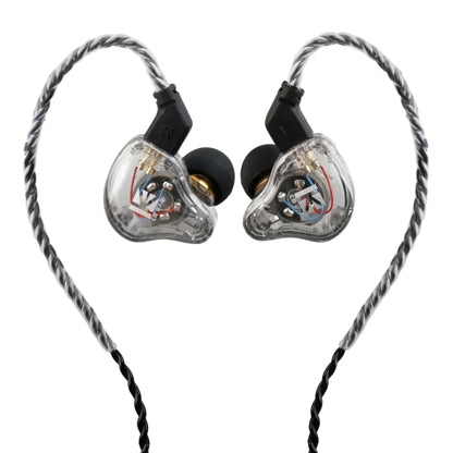 Clear transparent heart-shaped kbear ks1 iems gaming earphones with dual magnetic circuit and silver black braided cables