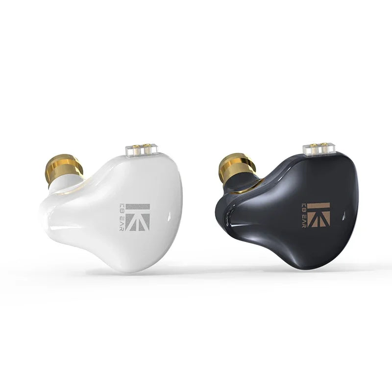 White and black kbear ks1 iems gaming earphones with gold-plated accents and dual magnetic circuit design