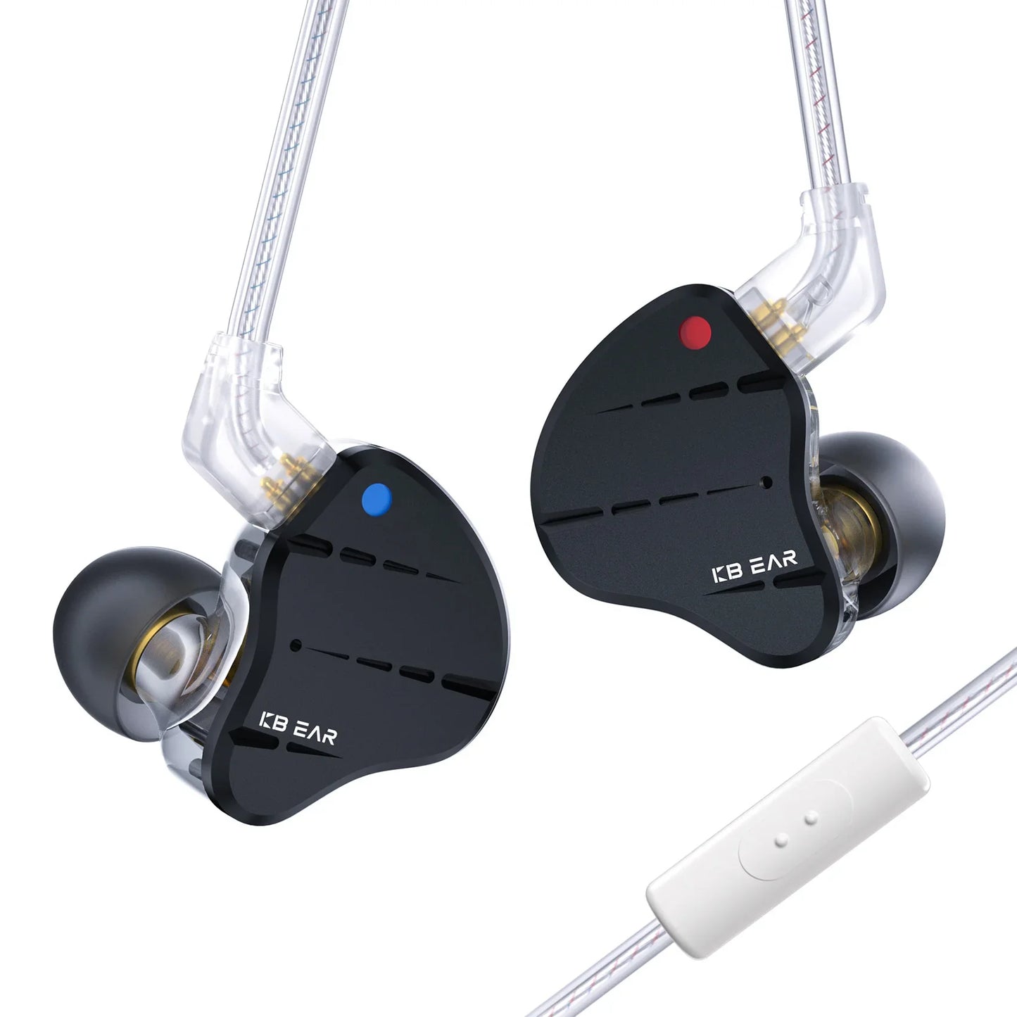 Black kbear ks10 metal earphone hifi in-ear monitors with transparent stems and sound noise reduction headset features