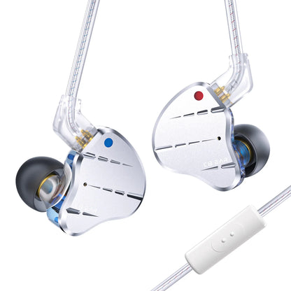 Silver kbear ks10 metal earphone hifi in ear monitors with transparent tips and sound noise reduction headset design