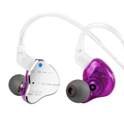 Purple and silver transparent kbear ks10 metal earphone hifi with sleek metallic finish noise reduction headset