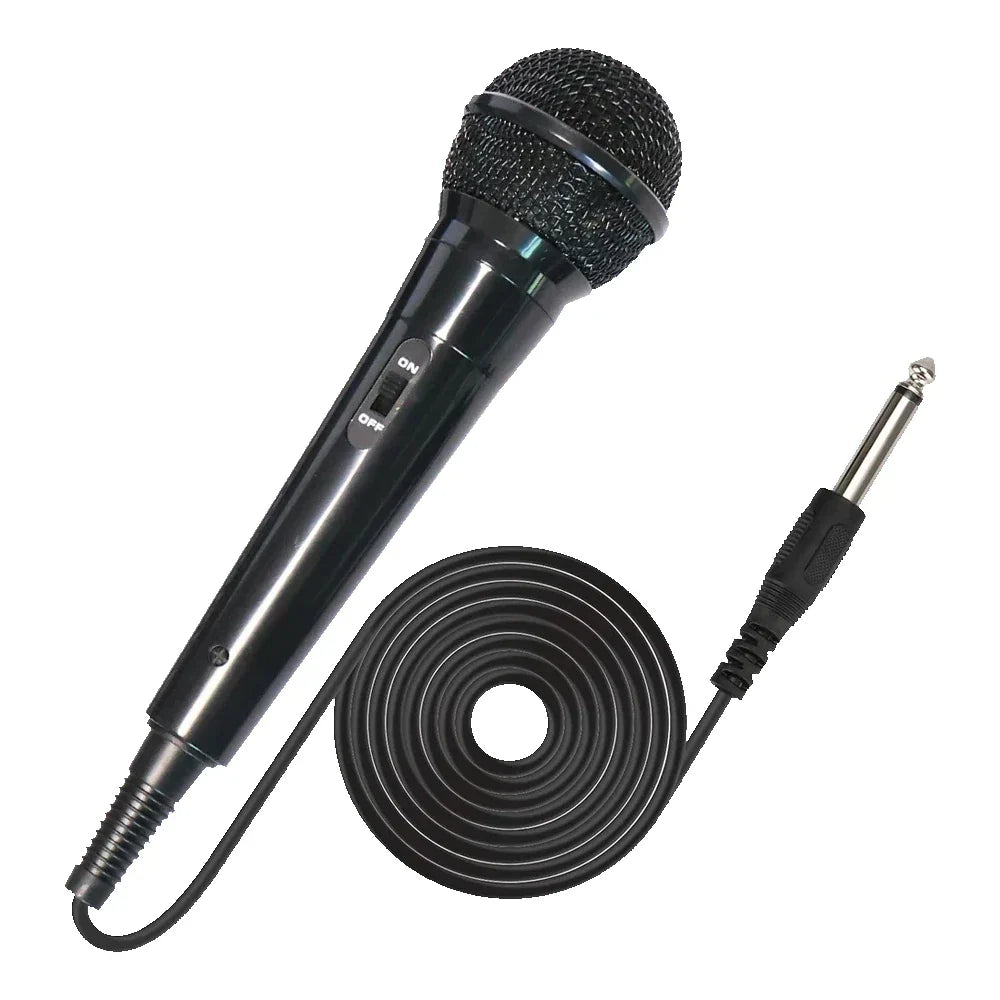 Black kdes a58 wired dynamic microphone trolley with mesh grille and coiled cable for conference karaoke ktv use