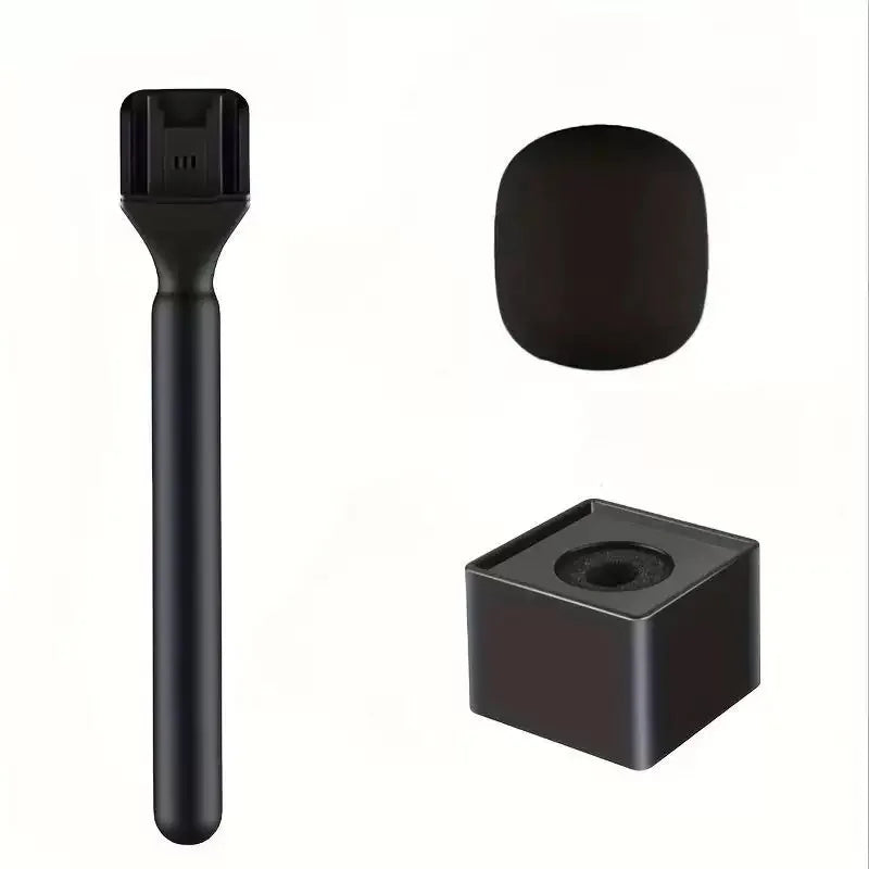 Black matte finish kdes wireless lavalier handheld microphone adapter with detachable foam windscreen for vlog interview podcast