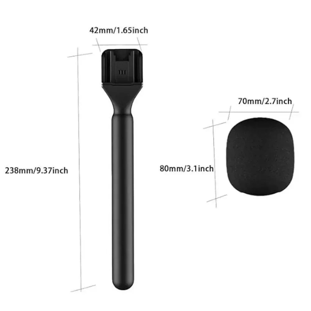 Black kdes wireless lavalier microphone handle with matte finish and foam head for vlog interview podcast handheld adapter