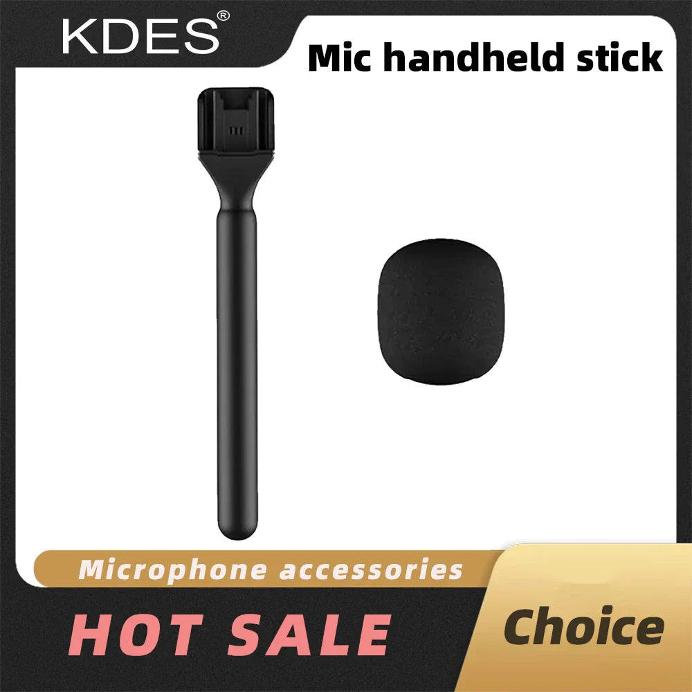Black kdes wireless lavalier handheld microphone adapter with detachable foam windscreen for vlog interview podcast use