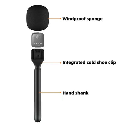 Black kdes wireless lavalier handheld microphone adapter with windproof sponge and cold shoe clip for vlog interview podcast use