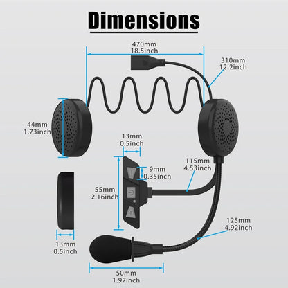 Black Kebidumei motorcycle helmet headset wireless handsfree stereo with moto noise reduction microphone and controls