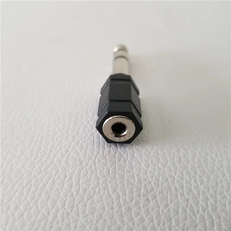 Black and silver 6.35mm electronic drum adapter converter with hexagonal body for drum plug headphone connector jack