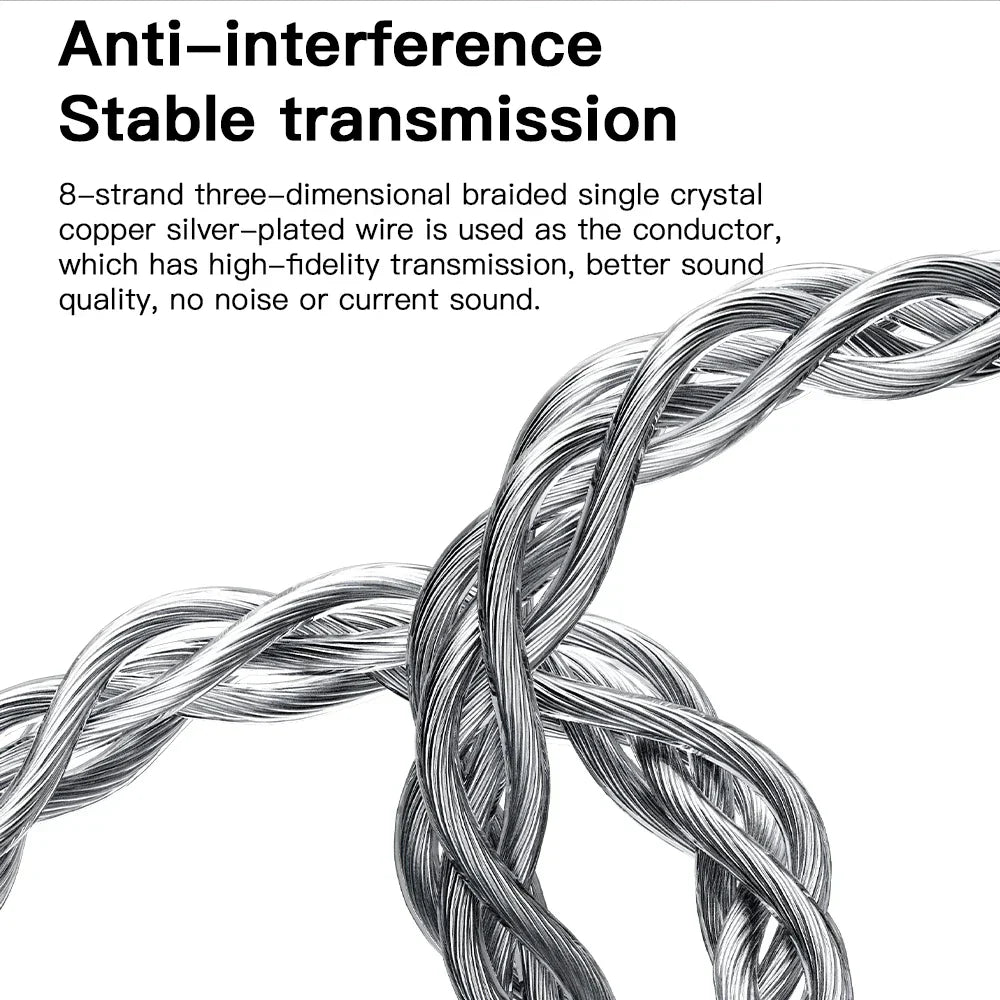 Silver-plated copper wire braided into an 8-strand design for stable transmission in keyision adapter amp 32bit 384khz