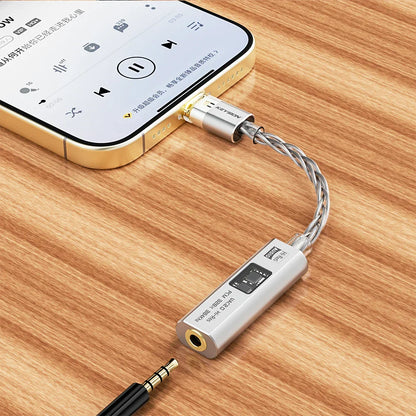 Silver keyeson usb c to 3.5mm audio adapter amp 32bit 384khz with braided cable and gold-plated connectors dac cx31993 max97220