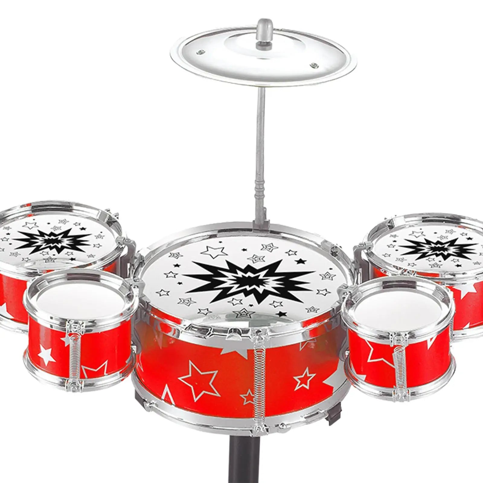Red and white star patterned kids drum kits with chrome hardware preschool learning toy drum set simulation for children gifts