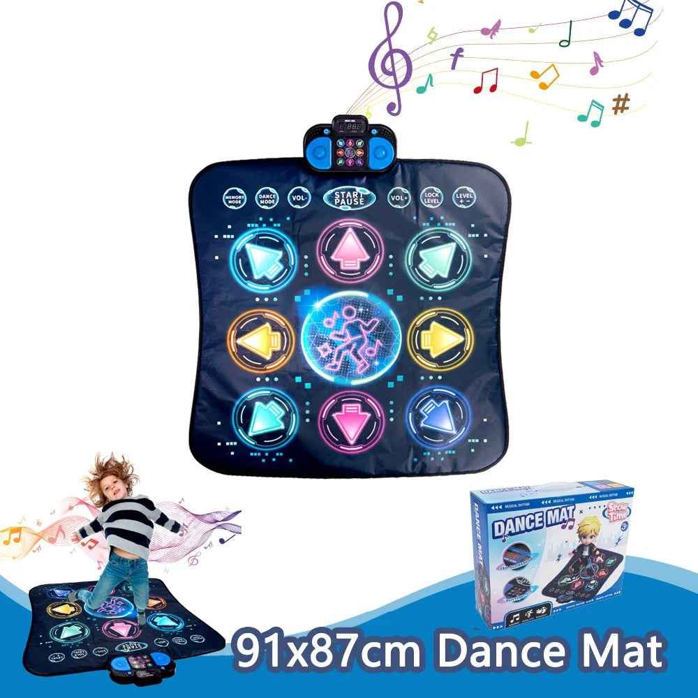 Blue kids electronic dance blanket double players mode with glowing buttons and music blanket educational features