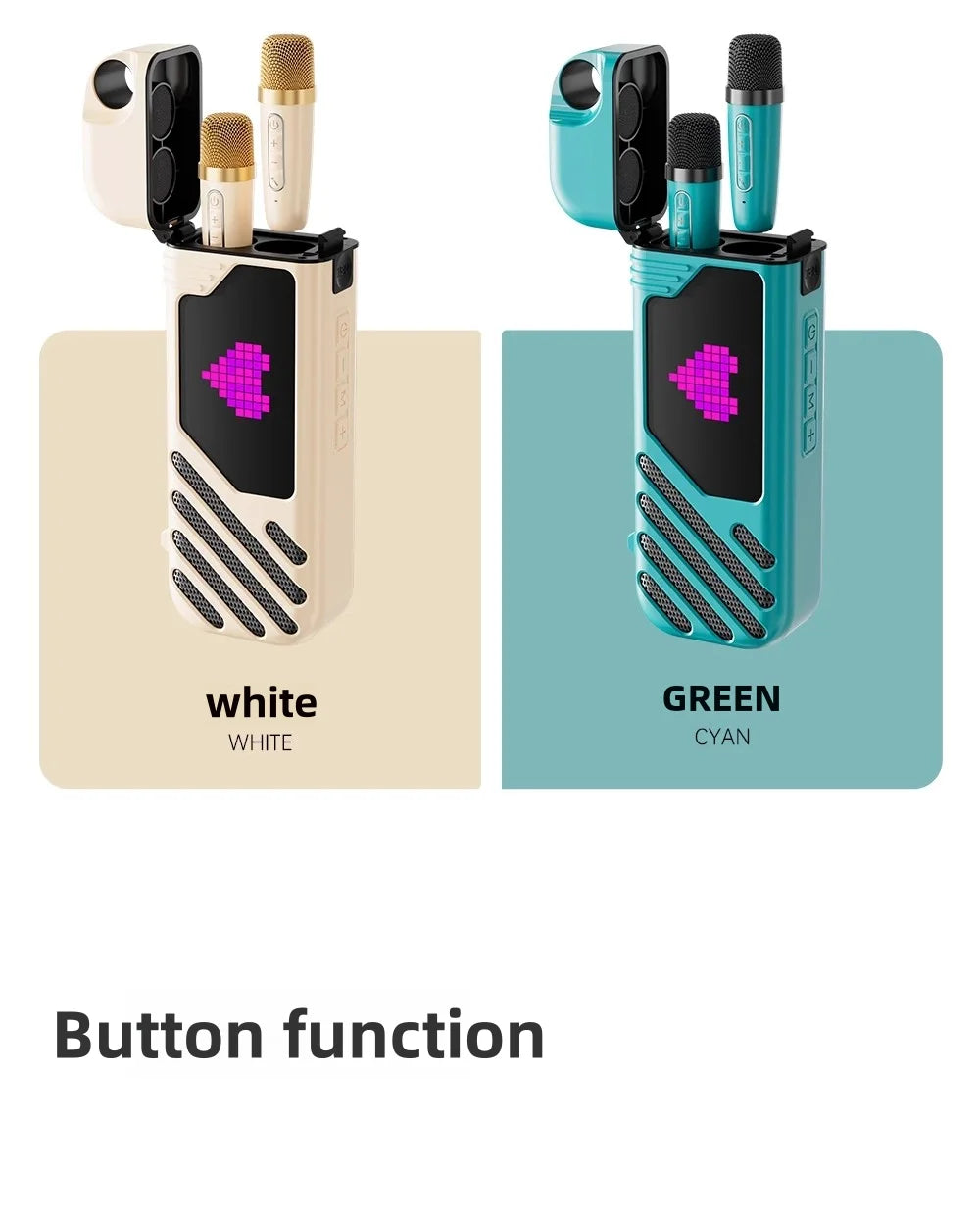 The kinglucky k18 pro portable karaoke party speakers in white and green cyan feature wireless microphone bluetooth