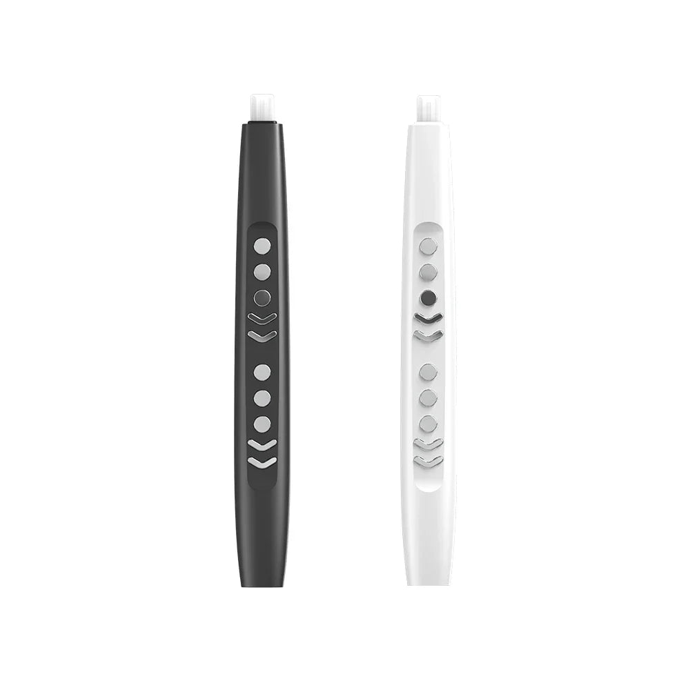 Two sleek remote control pens in matte black and white with silver buttons for konix musical instrument timbre muiltfunctional aerophone electronic wind instrument