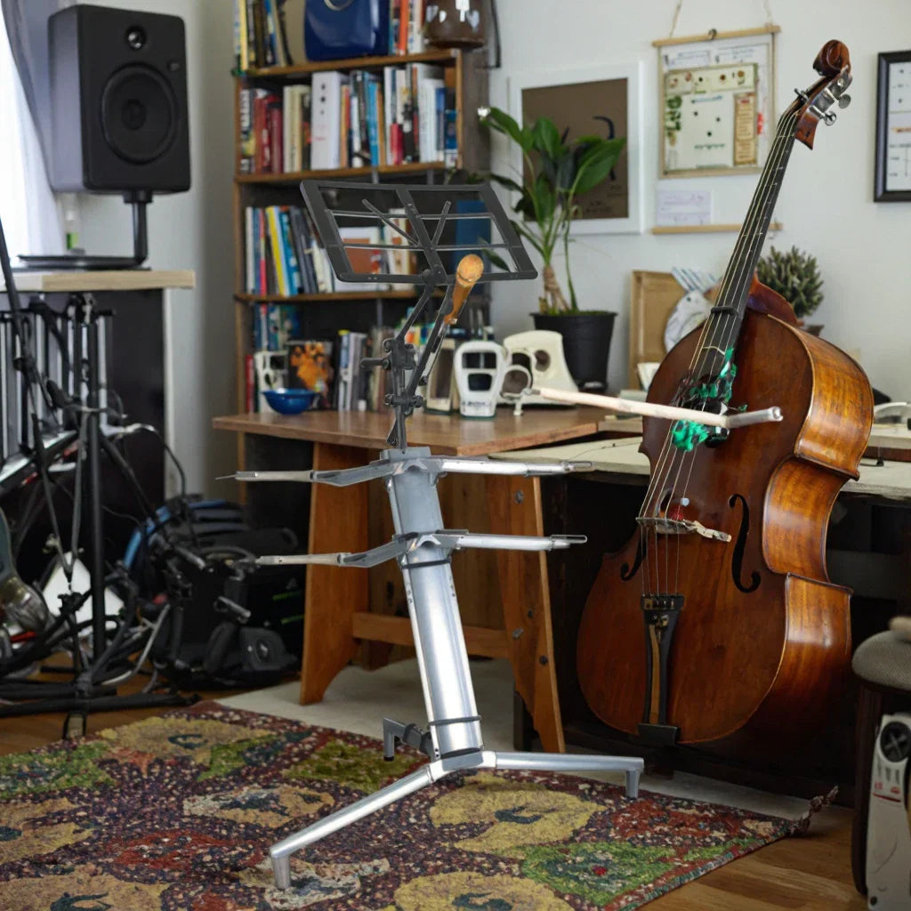 Silver keyboard stand with adjustable arms and music sheet holder multifunctional ks-86 for musical instrument players