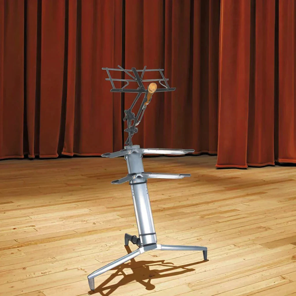Silver keyboard stand multifunctional ks-86 with adjustable silver metal microphone stand and tripod base for musical instrument players