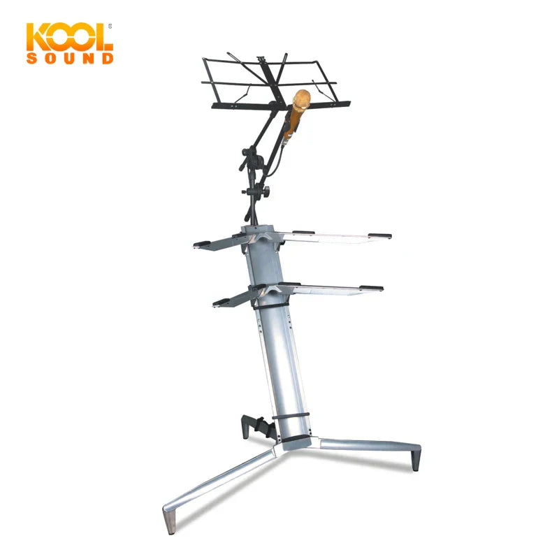Silver keyboard stand multifunctional ks-86 with adjustable music sheet holder and microphone mount for musical instrument players