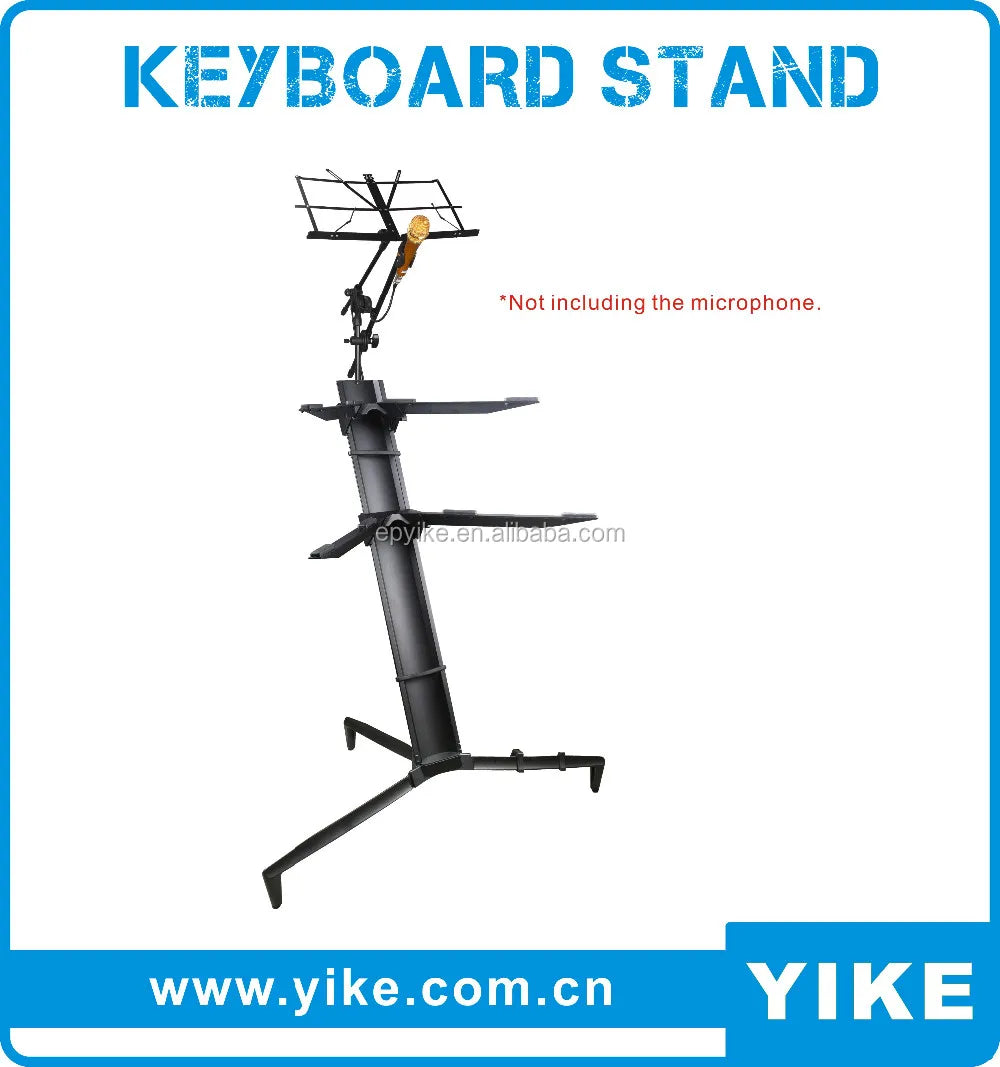 Black metal keyboard stand ks-86b with adjustable shelves and music sheet holder for multiduty use