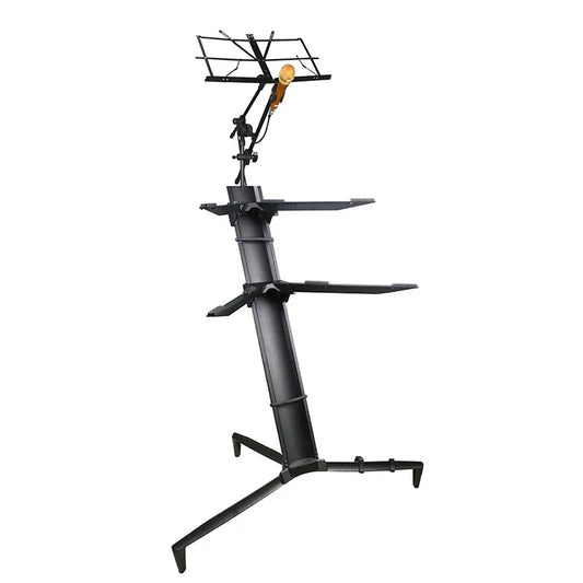Black metal keyboard stand kool sound plane plane black aluminum alloy with adjustable shelves and mounted microphone