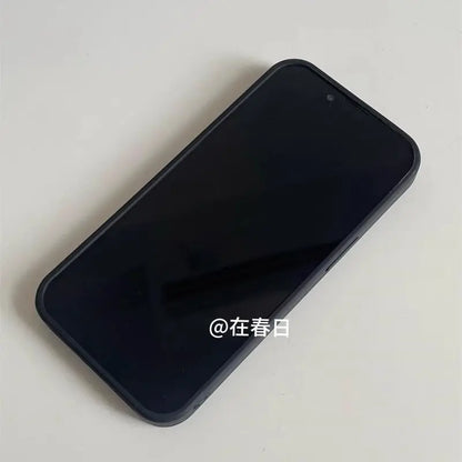 Black smartphone showing the back with korean ins pink brown polka dot girl heart plus y2k cover for iphone models