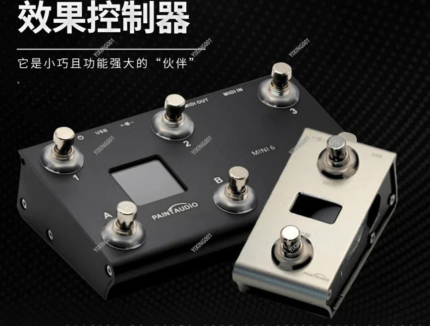 Black and silver metal kpp hotone dsp neural compatible midi captain controller professional pedal with footswitches and ports