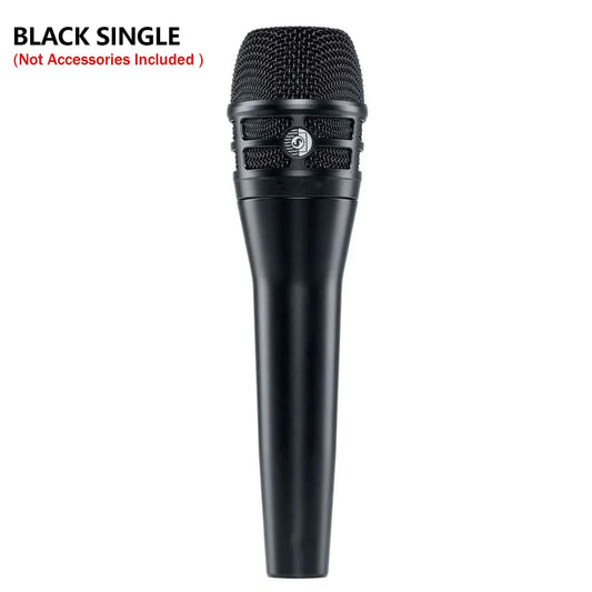 Black ksm8 dynamic microphone with textured mesh grille and matte body for professional musical singing and classic live stage use
