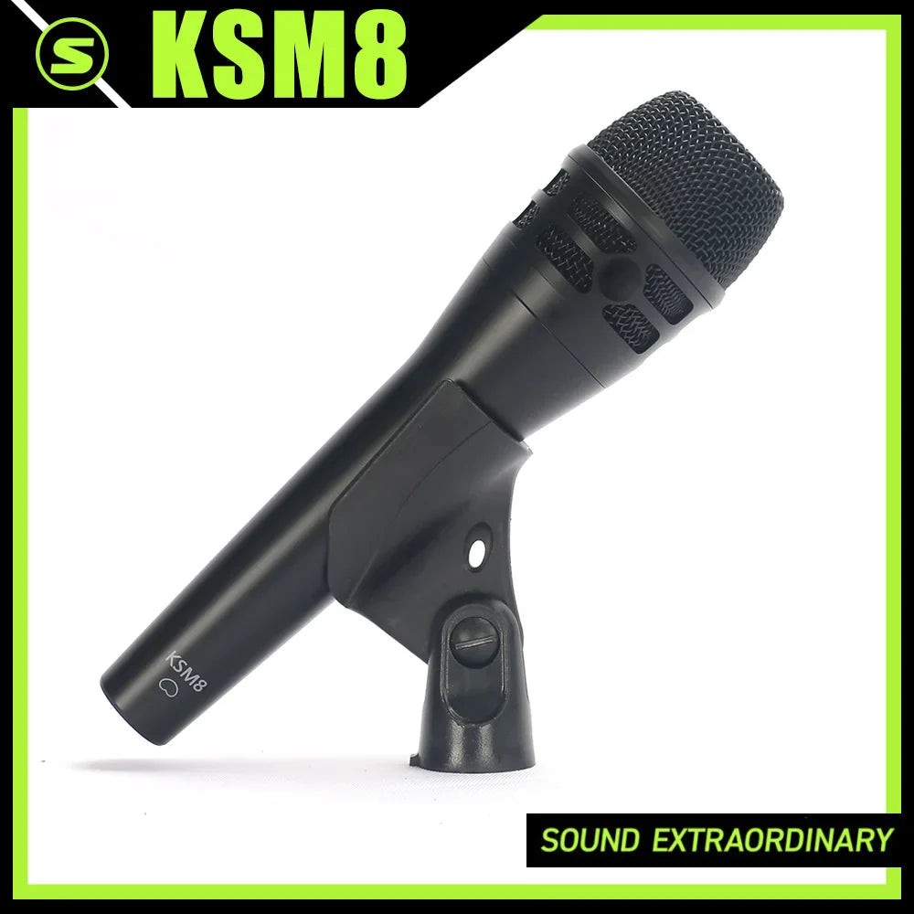 Black ksm8 top quality professional dynamic cardioid microphone with mesh grille and clip for singer stage performance