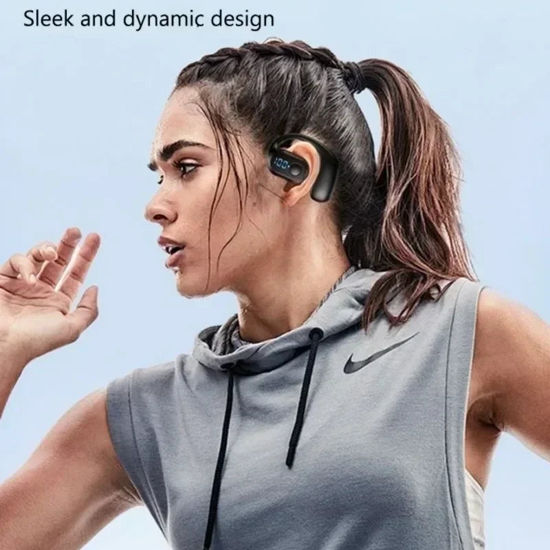Black ky2 pro wireless earphones air conduction ear-hook design for music sports noise cancel headset use