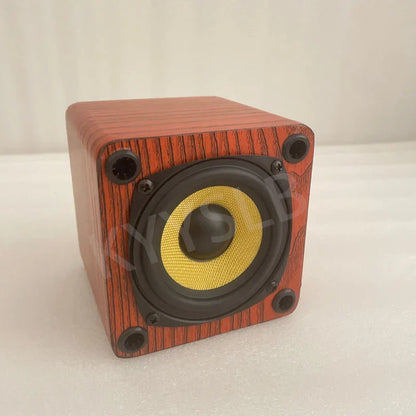 Red wood-grain finished 3 inch passive bookshelf speaker with yellow cone sound amplifier wooden for computer audio loudspeaker