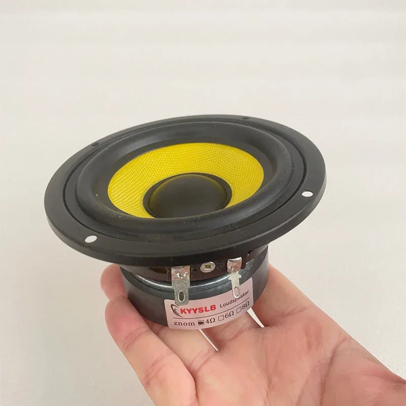 Black and yellow 3-inch kyys lb woofer with mesh cone for theater systems amplifier and amplifier loudspeaker car audio drive