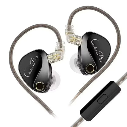 Black castor pro wired in-ear monitors with transparent connectors and sleek glossy finish deliver tunable hifi sound bass headsets customized